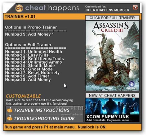 assassin's creed 3 trainer download.